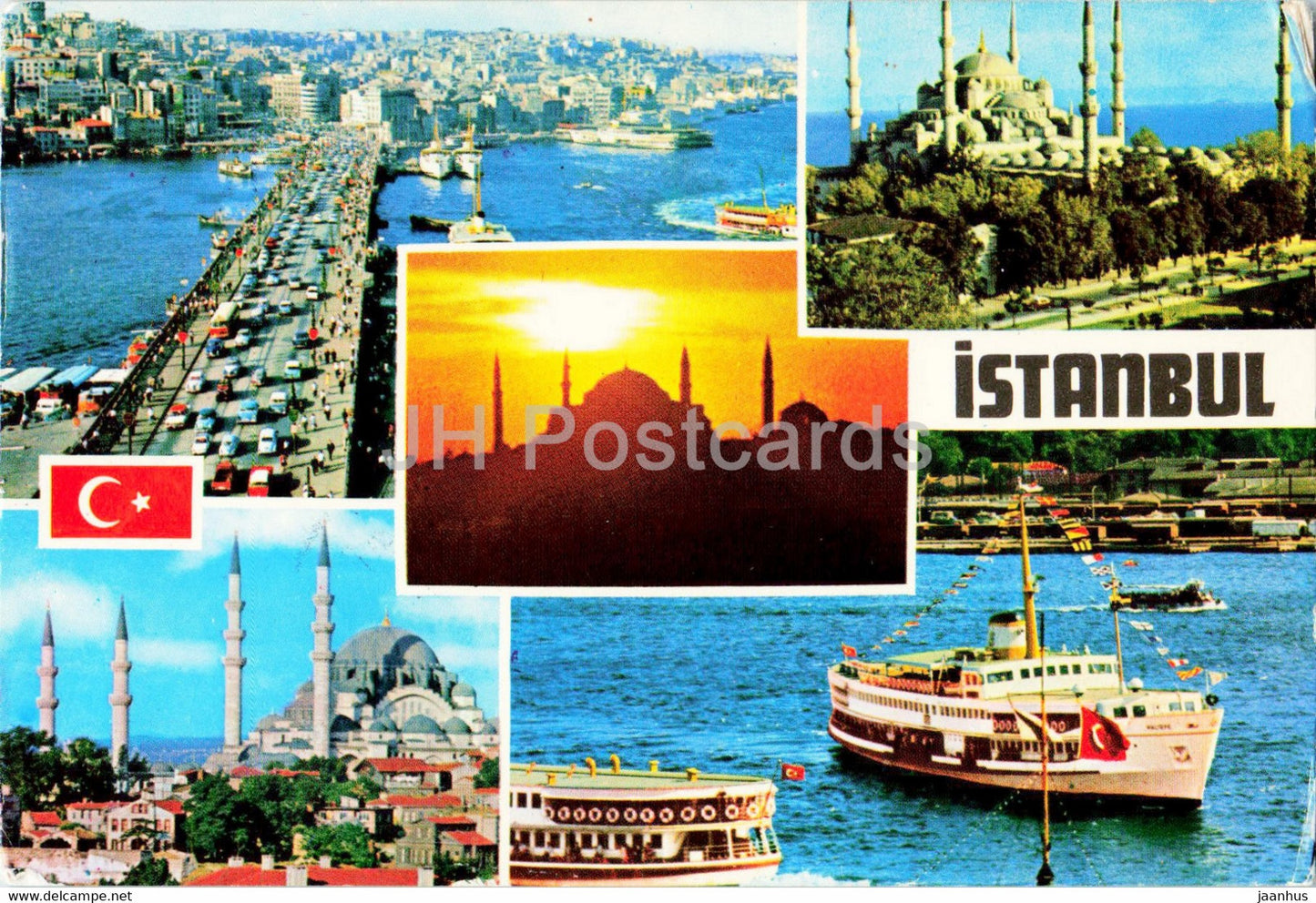 Istanbul - ship - bridge - multiview - Hitit - 1973 - Turkey - used - JH Postcards