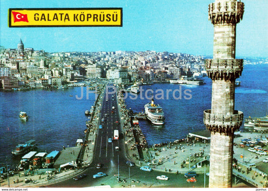 Istanbul - The Galata Bridge - ship - AND - Turkey - unused - JH Postcards