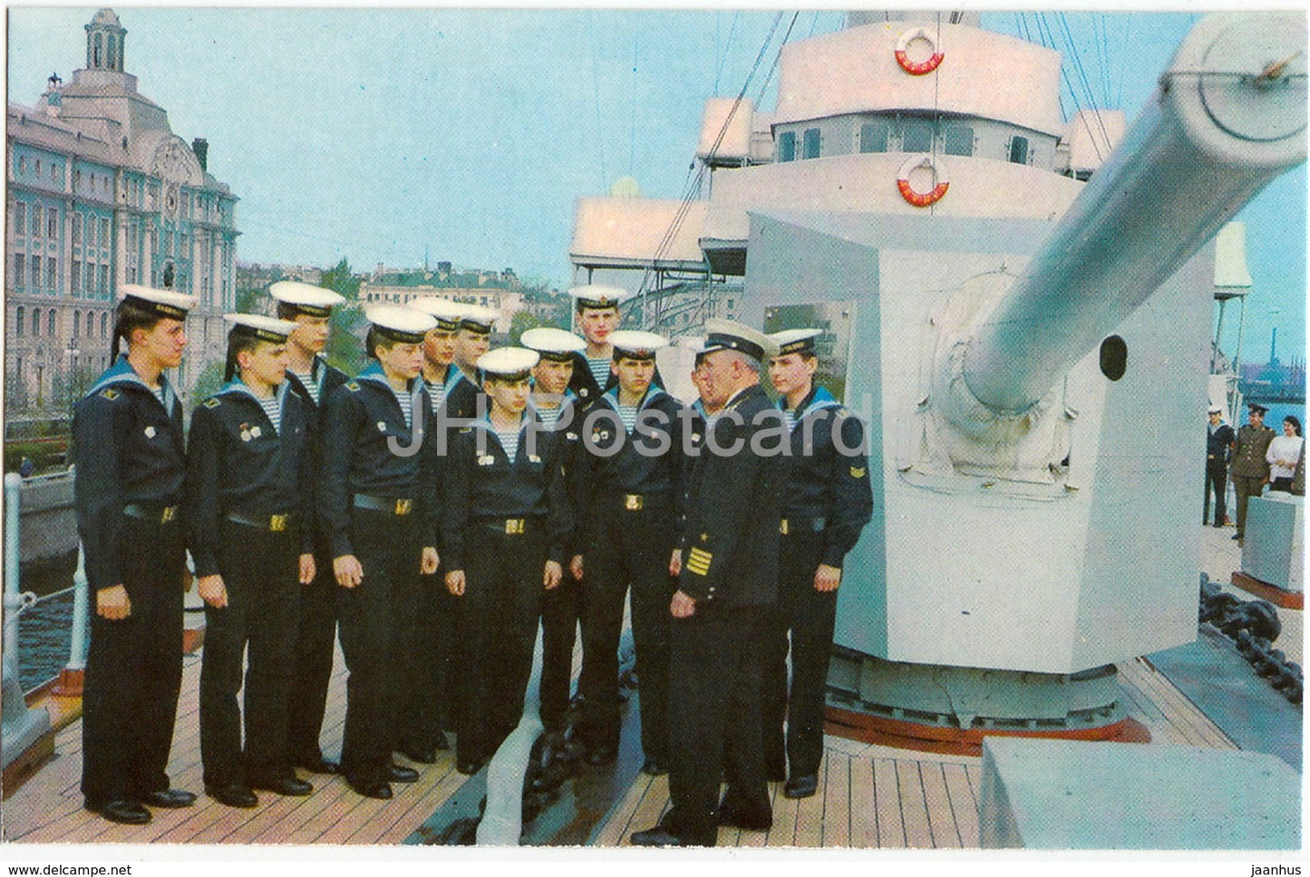 St Petersburg - Leningrad - Cadets of the Nakhimov College - cruiser Aurora - warship - 1974 - Russia USSR - unused - JH Postcards