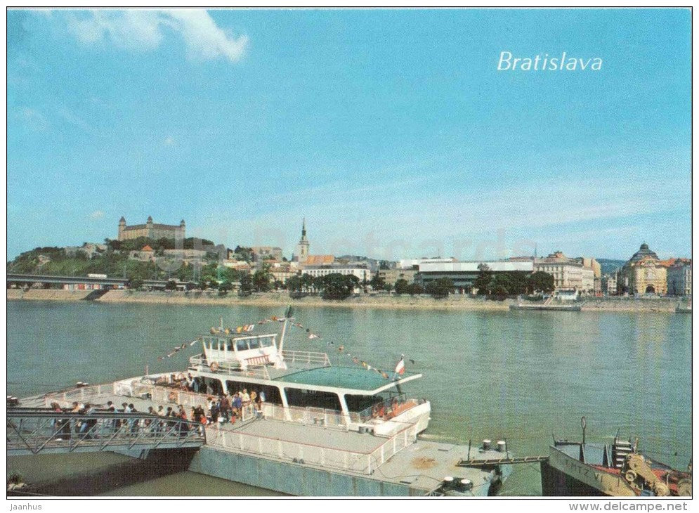 Danube river - castle - boat - Bratislava - Czechoslovakia - Slovakia - unused - JH Postcards