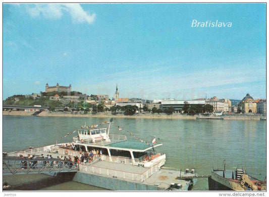 Danube river - castle - boat - Bratislava - Czechoslovakia - Slovakia - unused - JH Postcards