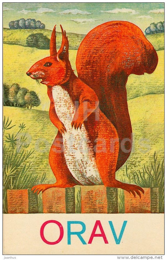 squirrel - I am Reading - Teaching reading to children by J. Tammsaar - 1980 - Estonia USSR - unused - JH Postcards