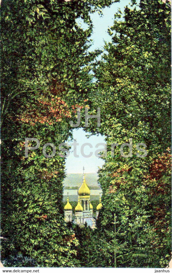 Wiesbaden - Durchblick z Griech Kapelle - church - old postcard - 1913 - Germany - used - JH Postcards