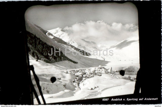 Ausblick v Sportzug auf Andermatt - 6567 - old postcard - 1955 - Switzerland - used - JH Postcards