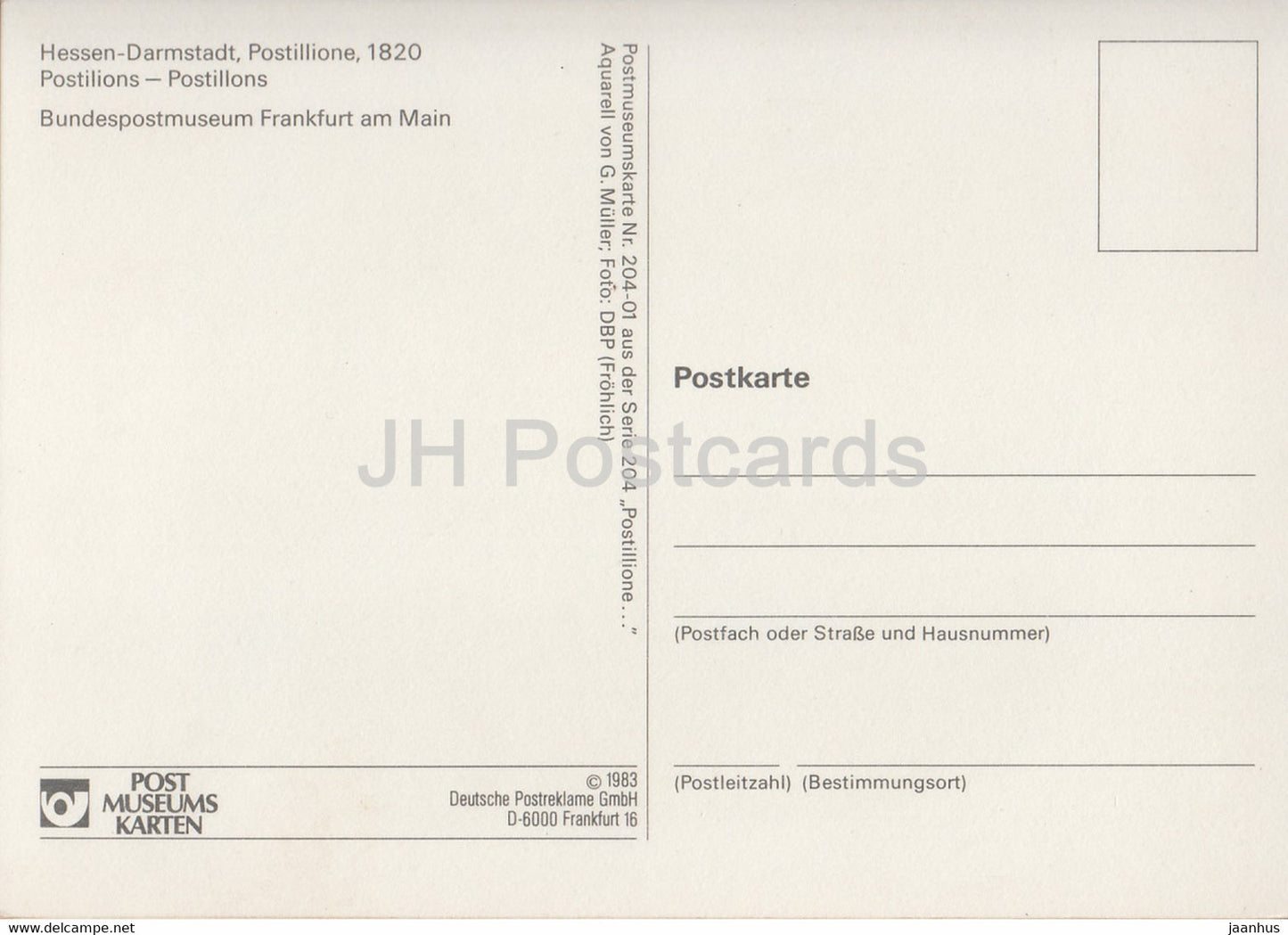 Hessen Darmstadt - Postillione - Postmen - Mail Service - 1983 - Allemagne - inutilisé