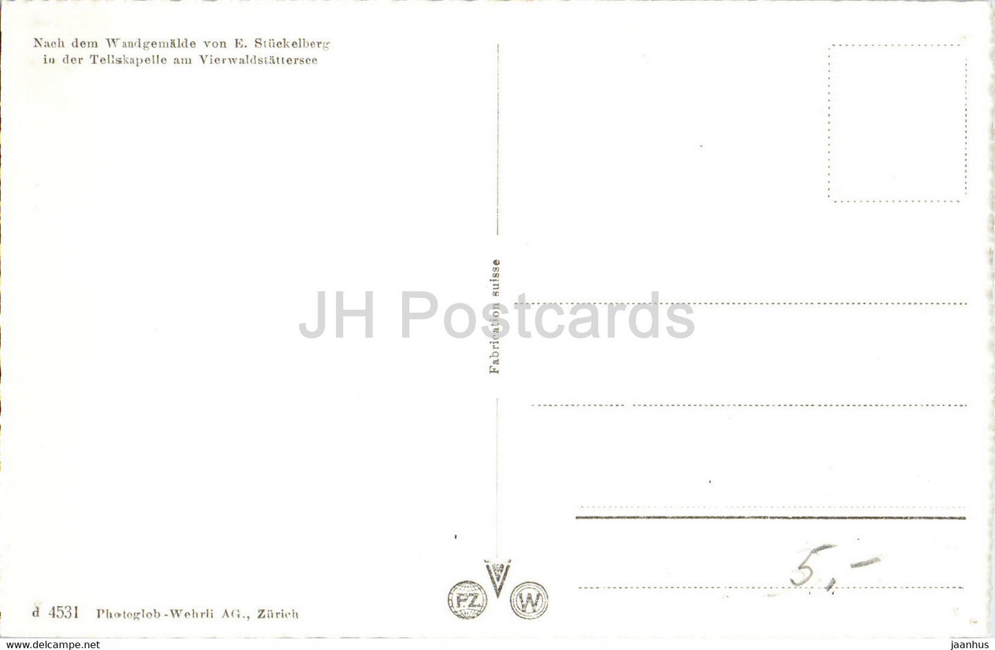 Tellskapelle - Rutlischwur - Apfelschuss - Sprung - Tod - by Stuckelberg - 4531 - old postcard - Switzerland - unused