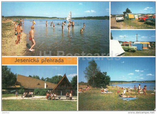 Jesenicka Prehrada - dam - beach - camping area - Czechoslovakia - Czech - unused - JH Postcards