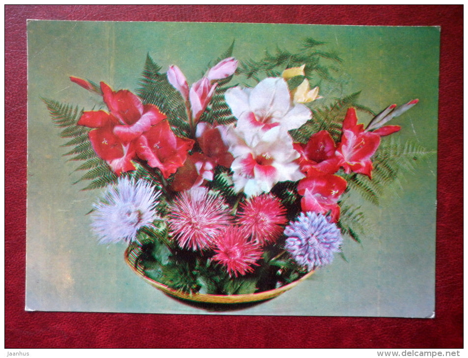 Greeting Card - composition - flowers - 1980 - Russia USSR - used - JH Postcards