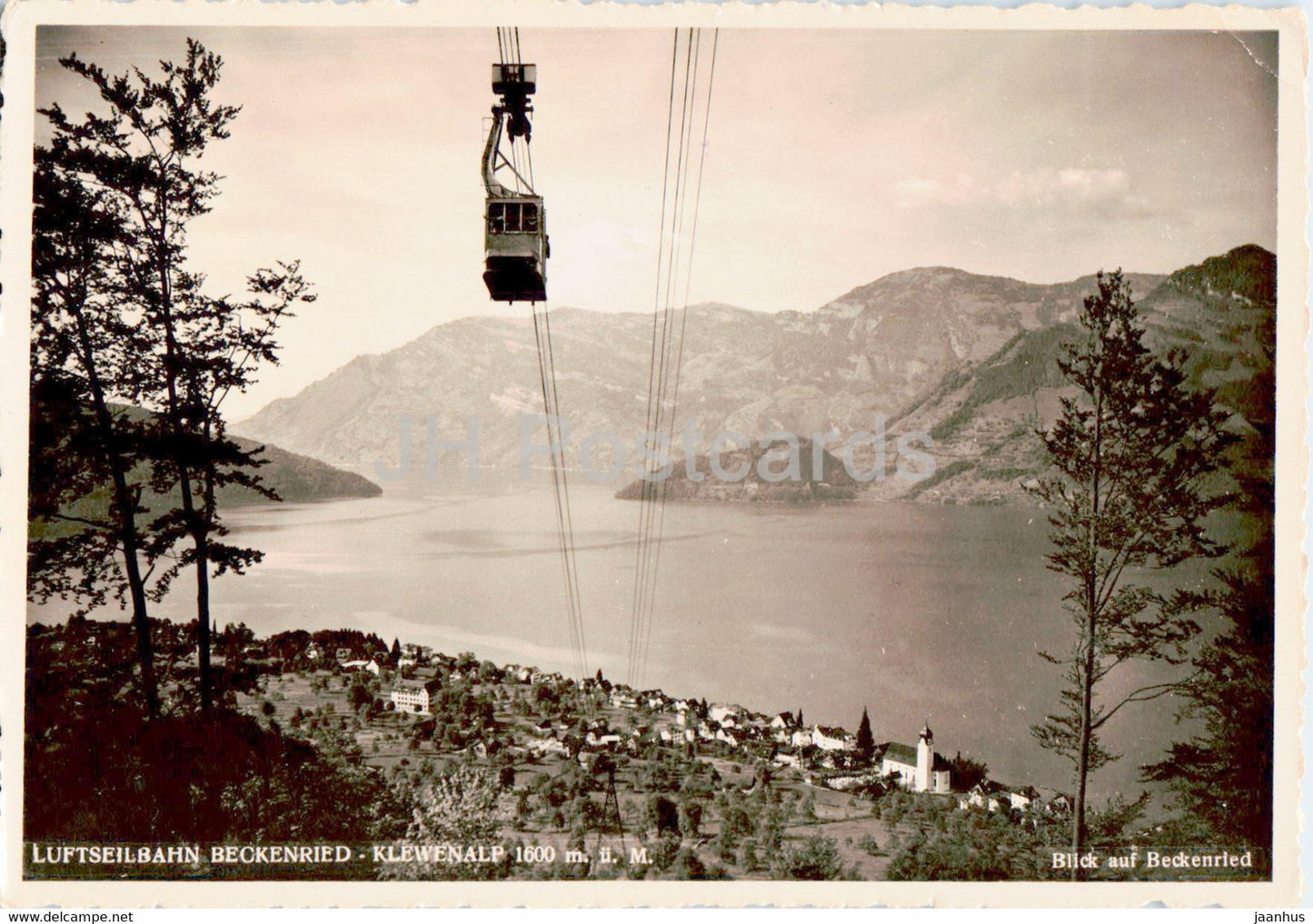 Luftseilbahn Beckenried Klewenalp 1600 m - cable car - 3397 - old postcard - Switzerland - unused - JH Postcards