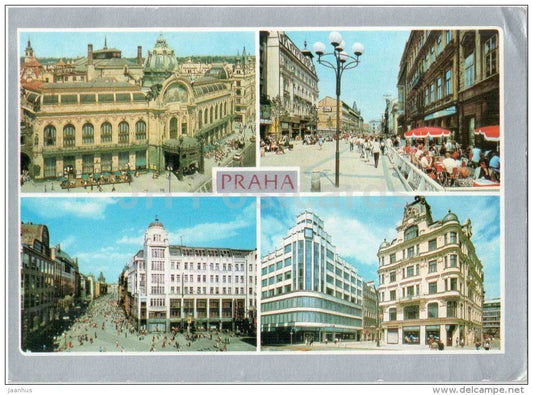 Old Town Square - Wenceslas Square - pedestrian zone Na Prikope - Praha - Prague - Czechoslovakia - Czech - used 1988 - JH Postcards