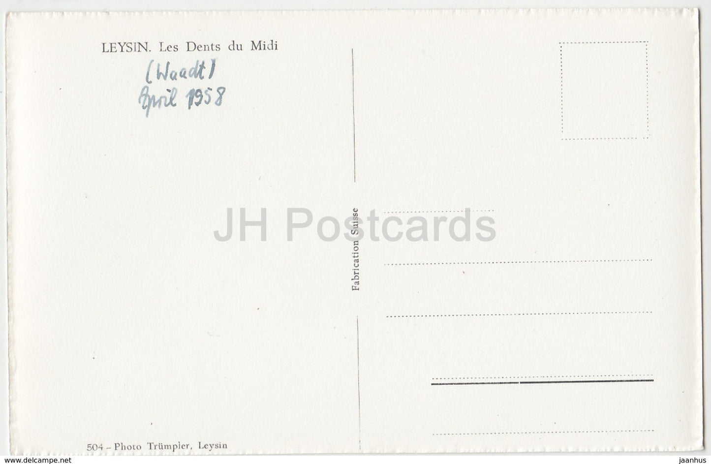 Leysin - Les Dents du Midi - 504 - Switzerland - 1958 - used