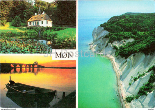 Mon - views - boat - multiview - 1986 - Denmark - used - JH Postcards