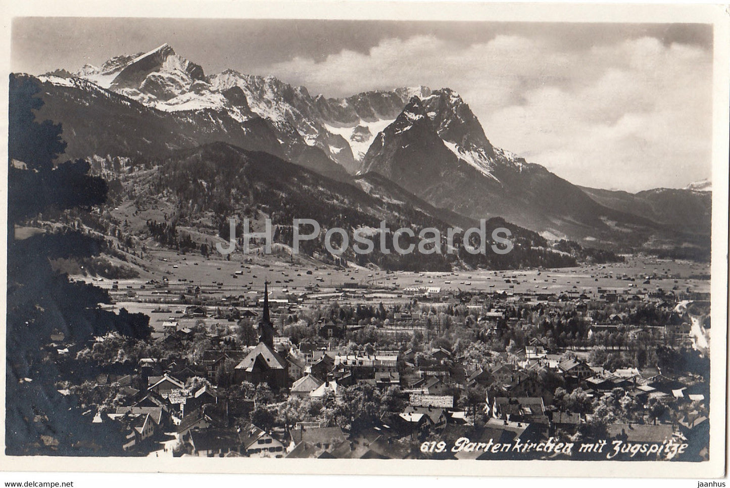 Partenkirchen mit Zugspitze - 619 - old postcard - Germany - used - JH Postcards