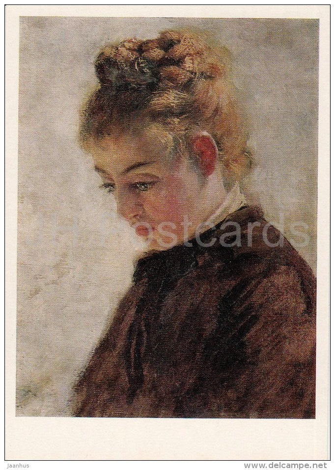 painting by V. Polenov - A Model Blanche Orme , 1875 - woman - Russian art - 1979 - Russia USSR - unused - JH Postcards