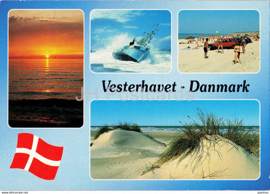 Vesterhavet - North Sea - beach - boat - Denmark - unused - JH Postcards