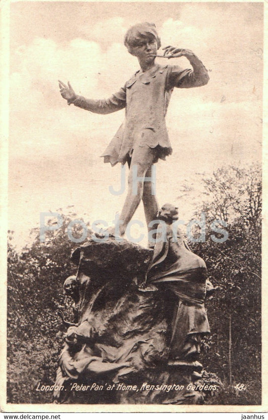 London - Peter Pan at Home - Kensington Gardens - 48 - old postcard - England - United Kingdom - used - JH Postcards