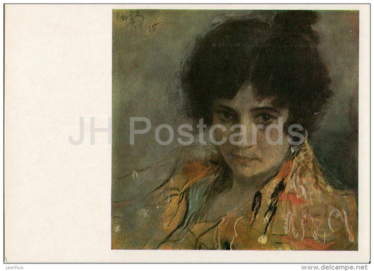 painting by V. Serov - Portrait of unknown Woman , 1895 - Russian art - 1985 - Russia USSR - unused - JH Postcards