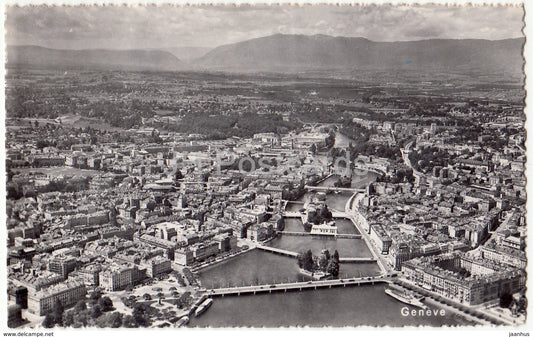 Geneve - Geneva - aerial view - Switzerland - old postcard - unused - JH Postcards