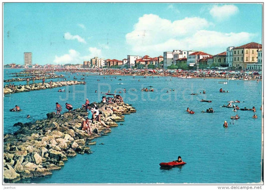 Scogliere e Spiaggia - beach - Viserba - Rimini - Emilia-Romagna - 8944 Italia - Italy - sent from Italy to Germany 1960 - JH Postcards