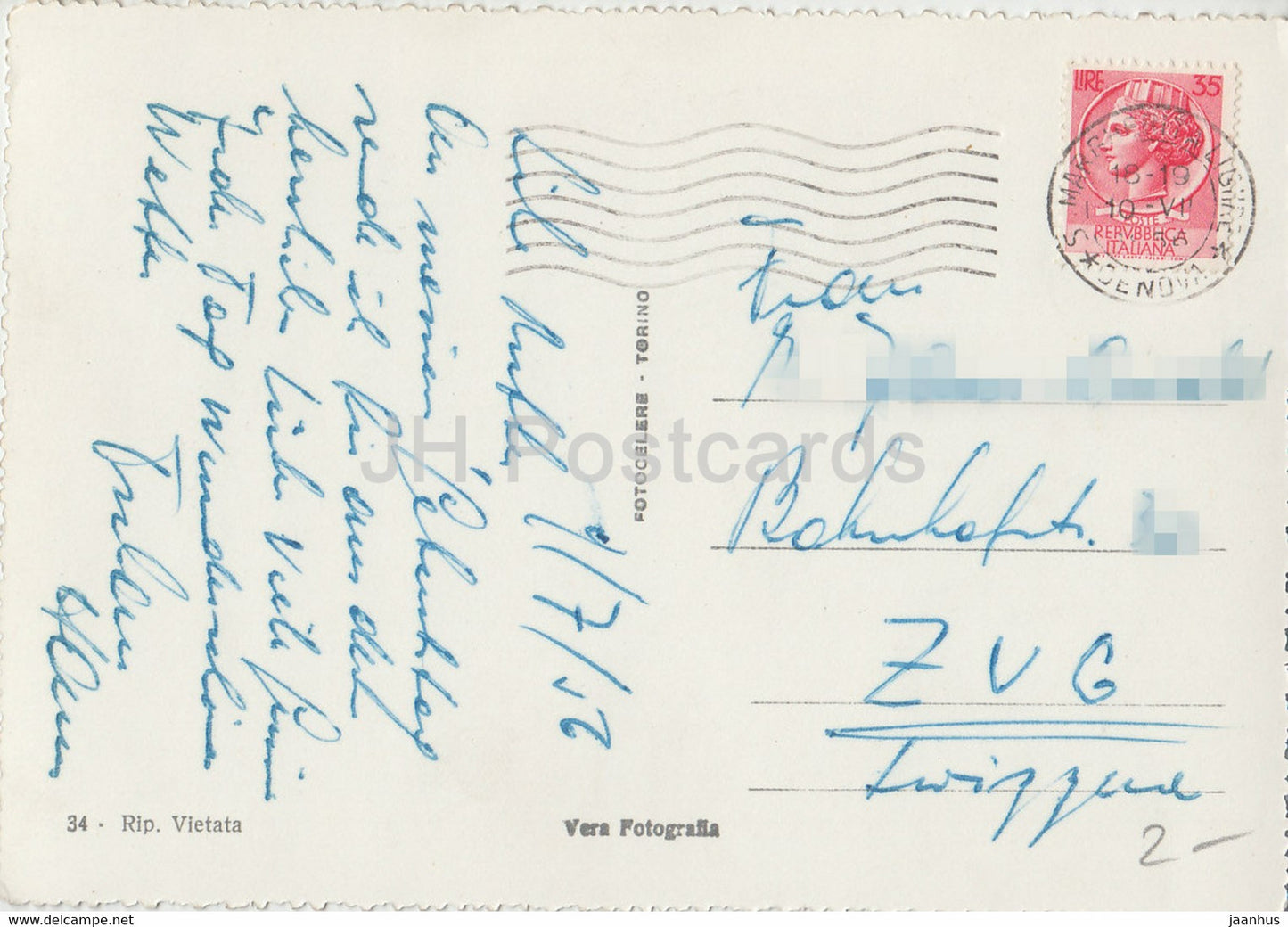 S Margherita - Castello di Paraggi - Schloss - alte Postkarte - 1956 - Italien - gebraucht