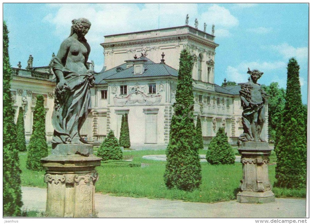 view from the garden - sculptures - Palace in Wilanów - Warszawa - Poland - unused - JH Postcards