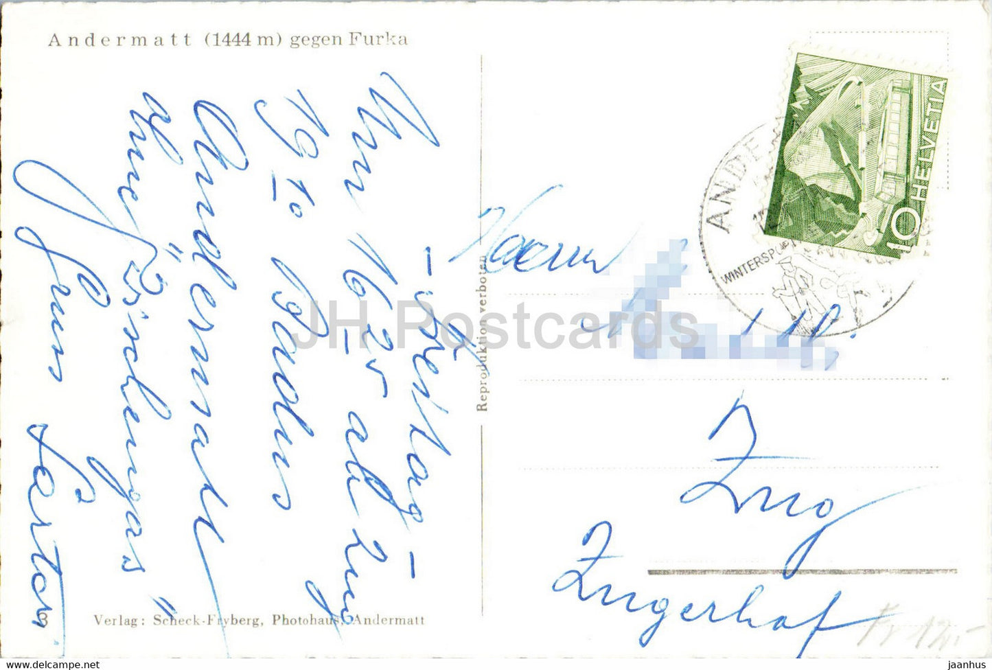 Andermatt 1444 m gegen Furka - 3 - old postcard - Switzerland - used