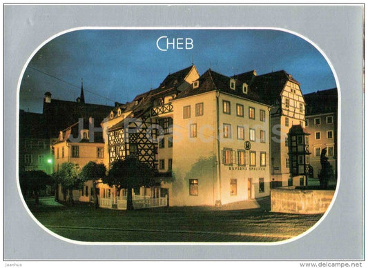 Spalicek at night - Cheb - Czechoslovakia - Czech - used 1990 - JH Postcards