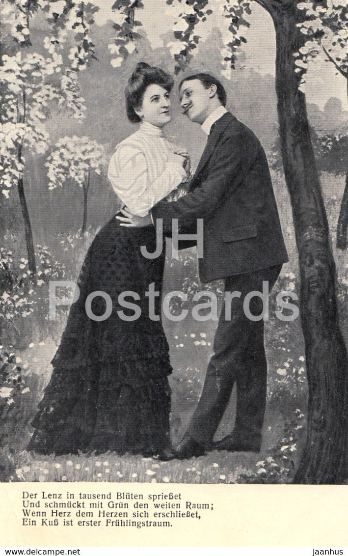 Der Lenz in tausend Bluten spriesset - couple - woman and man - 137 - old postcard - 1907 - Germany - used - JH Postcards