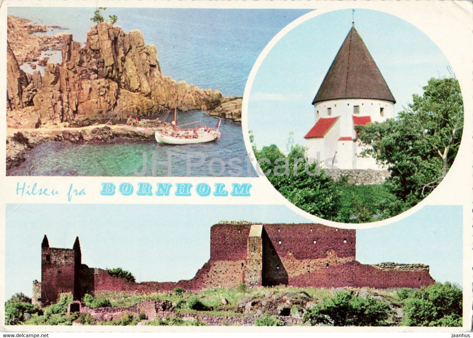 Bornholm - The Lipperts Cliff - The Round Church of Olsker - The Ruins of Hammershus - Denmark - used - JH Postcards