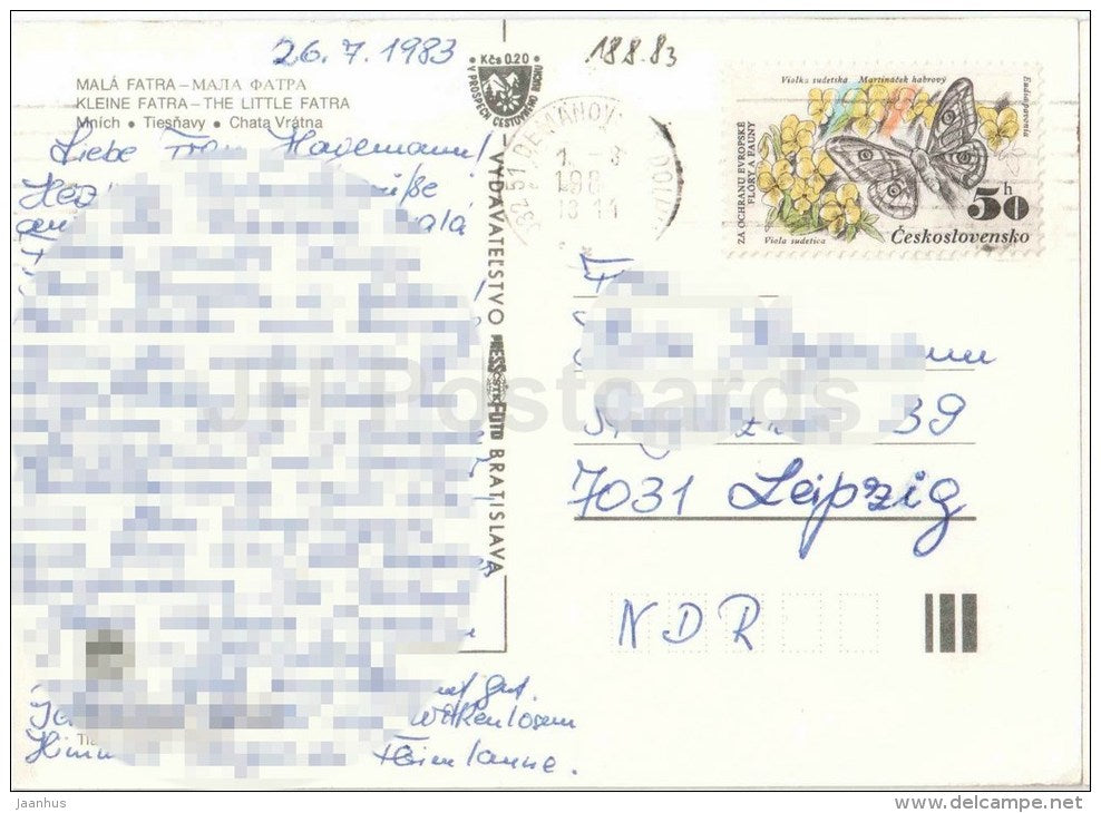 Mala Fatra - The Little Fatra - monk - Chata Vratna - Czechoslovakia - Slovakia - used 1983 - JH Postcards