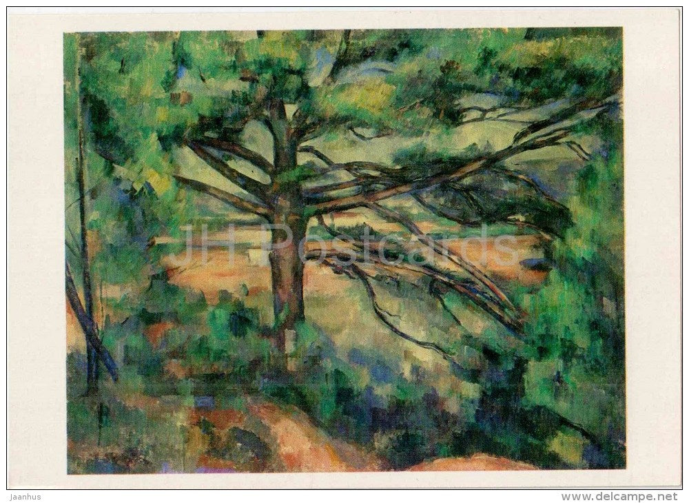 painting by Paul Cezanne - Great Pine-Tree near Aix , 1890s - french art - unused - JH Postcards