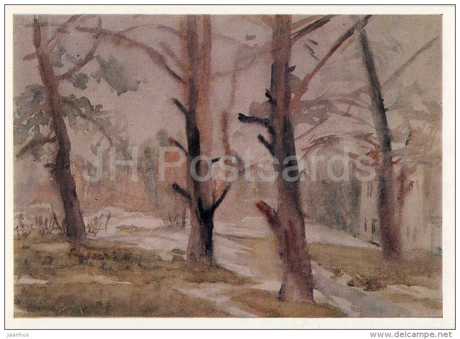 painting by A. Zhurov - Trunks of Trees , 1971 - Russian art - 1978 - Russia USSR - unused - JH Postcards