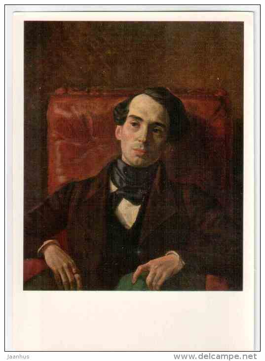 painting by Karl Bryullov - Portrait of the Writer Strugovshchikov, 1840 - Russia USSR - unused - JH Postcards