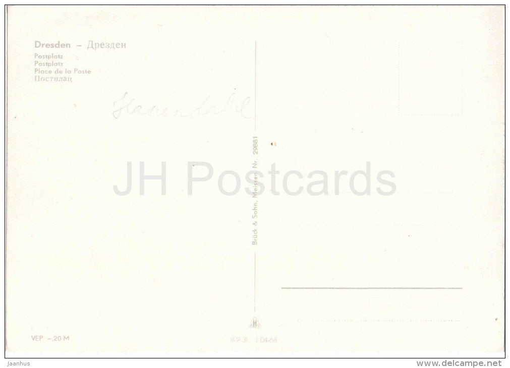 Postplatz - square - bus - Dresden - 29881 - Germany - DDR - unused - JH Postcards