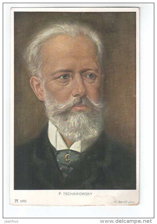 painting by H. Seroff - composer Tchaikovsky - 1992 - old postcard - Germany - unused - JH Postcards