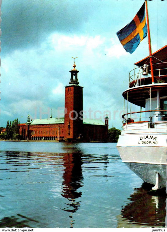 Stockholm - Stadshuset - ship Diana - 130/15 - Sweden - unused - JH Postcards