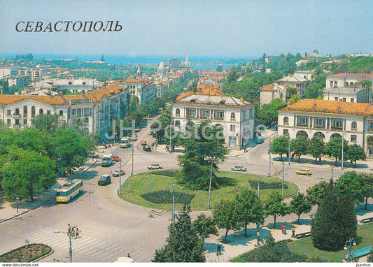 Sevastopol - Ushakov Square - trolleybus - 1989 - Ukraine USSR - unused - JH Postcards