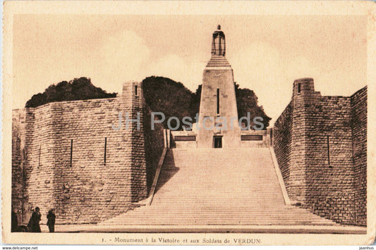 Monument a la Victoire et aux Soldats de Verdun - military monument - 1 - old postcard - France - unused - JH Postcards