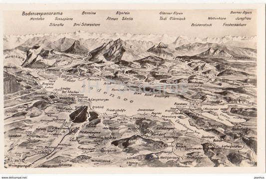 Bodenseepanorama - map - Germany - old postcard - unused - JH Postcards