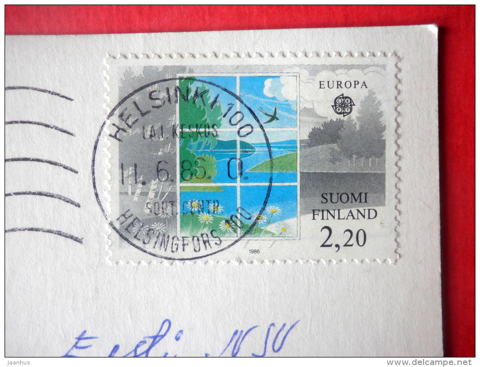 Greeting Card - rose - flowers - EUROPA CEPT - Finland - sent from Finland Helsinki to USSR Estonia 1986 - JH Postcards