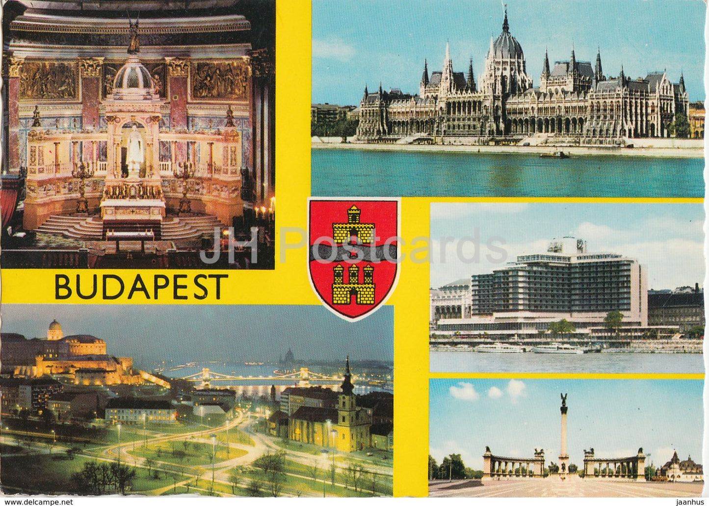 Budapest - cathedral - parliament - hotel - multiview - Hungary - used - JH Postcards