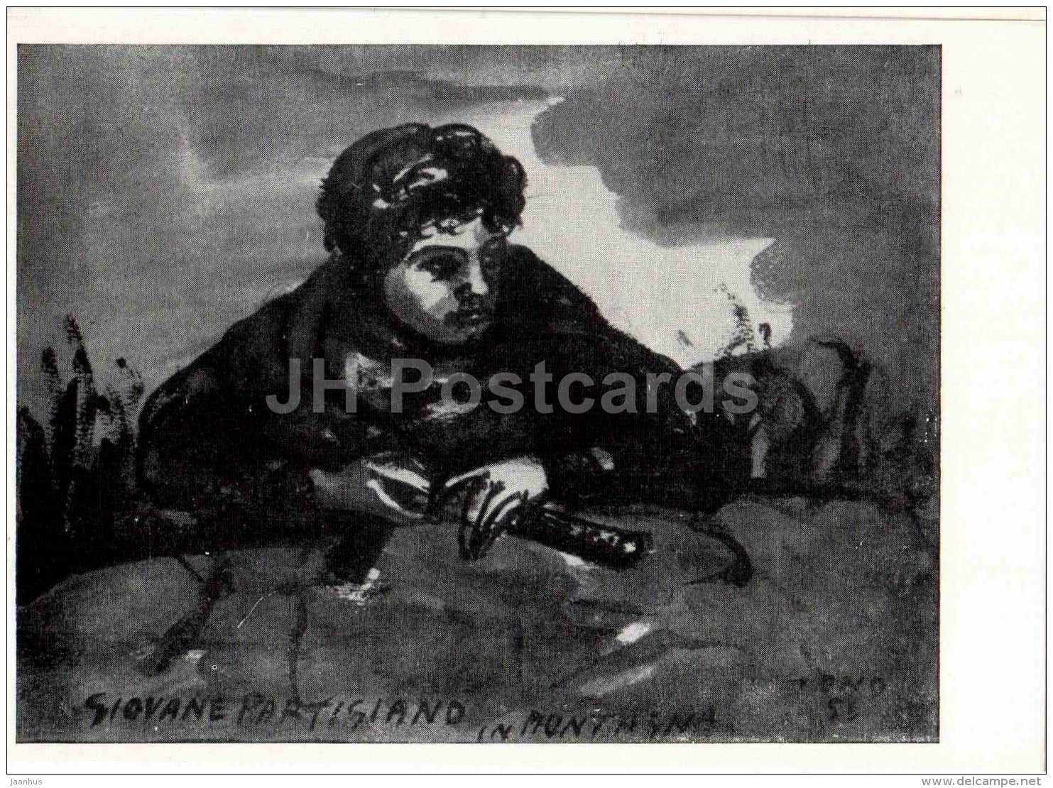 painting by Tono Zancanaro - Young Partisan - Italian art - Italy - 1957 - Russia USSR - unused - JH Postcards