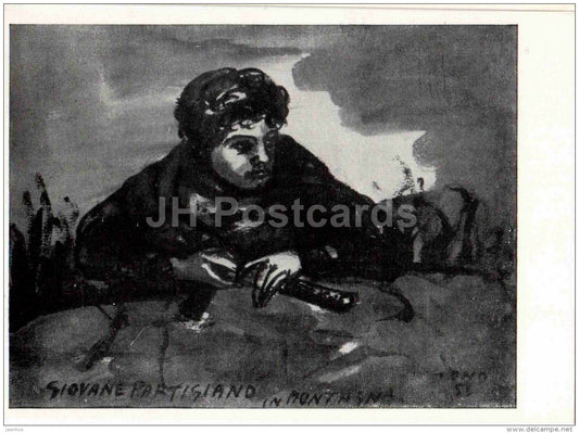 painting by Tono Zancanaro - Young Partisan - Italian art - Italy - 1957 - Russia USSR - unused - JH Postcards