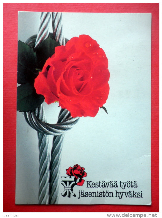 Greeting Card - rose - flowers - EUROPA CEPT - Finland - sent from Finland Helsinki to USSR Estonia 1986 - JH Postcards