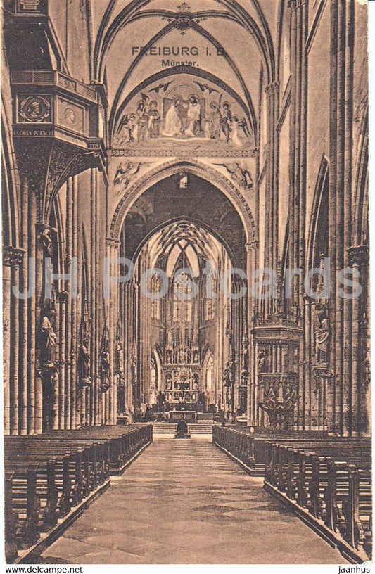 Freiburg i B - Munster - cathedral - old postcard - Germany - used - JH Postcards