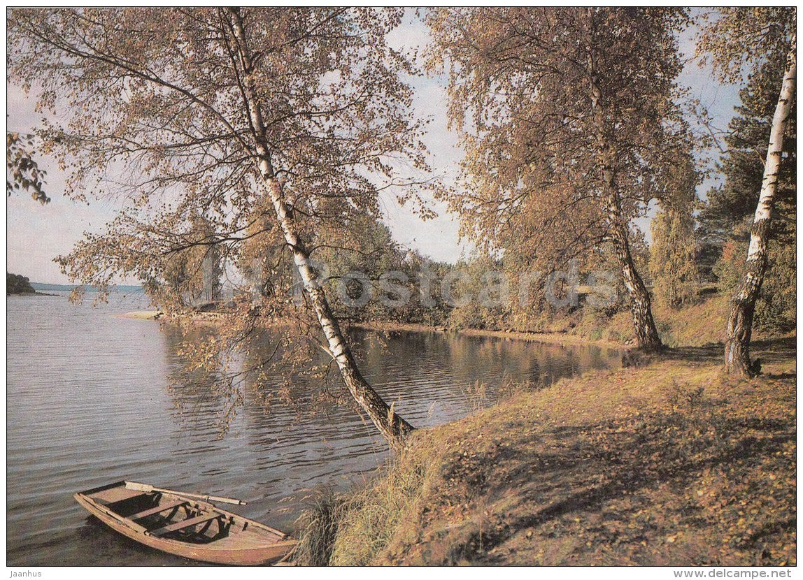 Autumn Day - boat - 1989 - Russia USSR - unused - JH Postcards